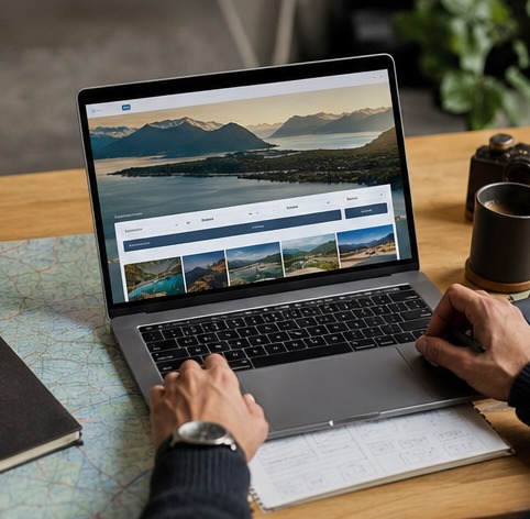 Editorial image of a travel booking product planning workspace for the Andacity overview section