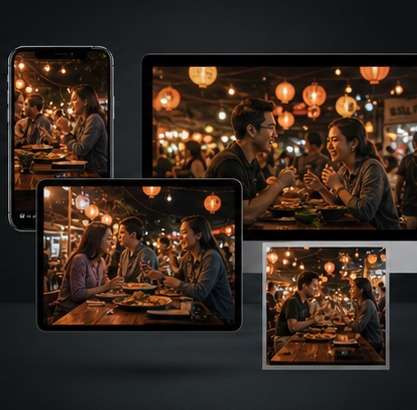 Finished multi-output campaign atmosphere with clear continuity across formats